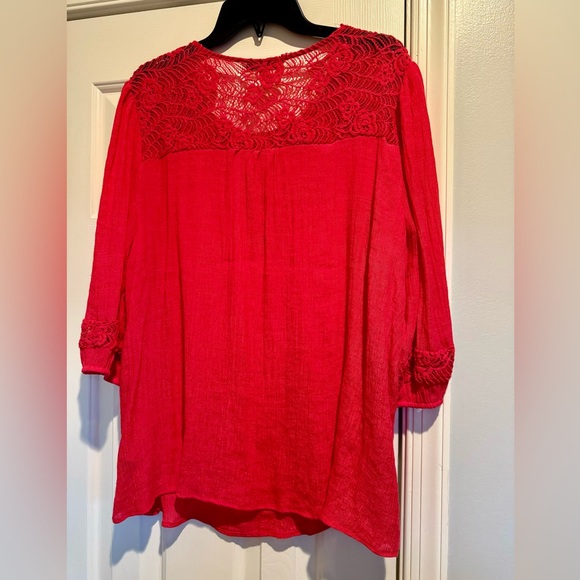 Zac & Rachel Woman pink floral lace blouse size 2X - Picture 2 of 2